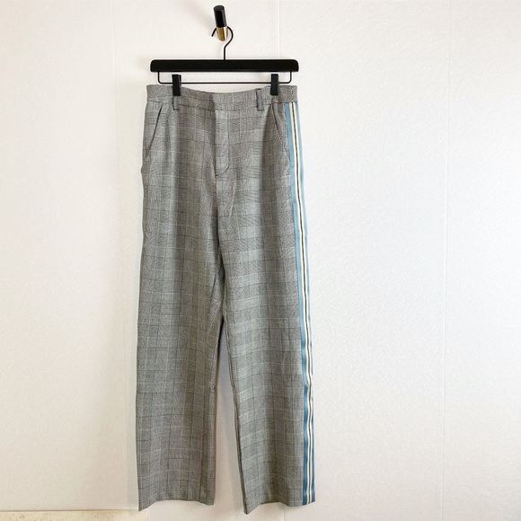 Romeo & Juliet Couture Pants - Romeo + Juliet Houndstooth Plaid Track Pants Straight Leg Dress Pants Blue Grey
